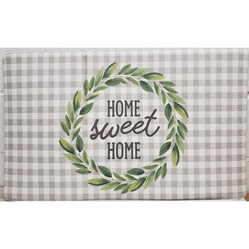 ANTI-FATIGUE NON SLIP FLOOR PVC FOAM MAT (18"x30") HOME SWEET HOME WREATH, HL
